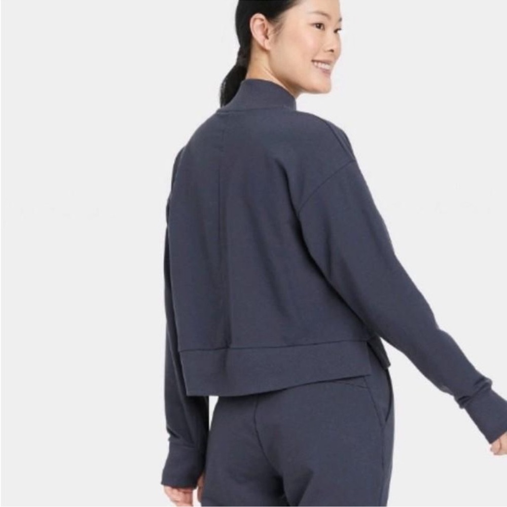 All in Motion Women's Slate Gray Sweatshirt Arm Holes French Terry M - Picture 2 of 8